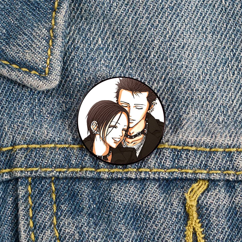 Nana Osaki and Ren Honjo Half Body Printed Pin vintage Brooches Shirt Lapel teacher Bag Cute Badge Cartoon pins for Lover Girl