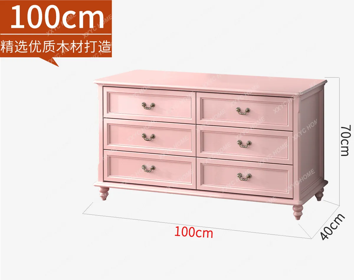 pure solid wood log dopamine princess powder retro nine chest bedroom living room wall locker