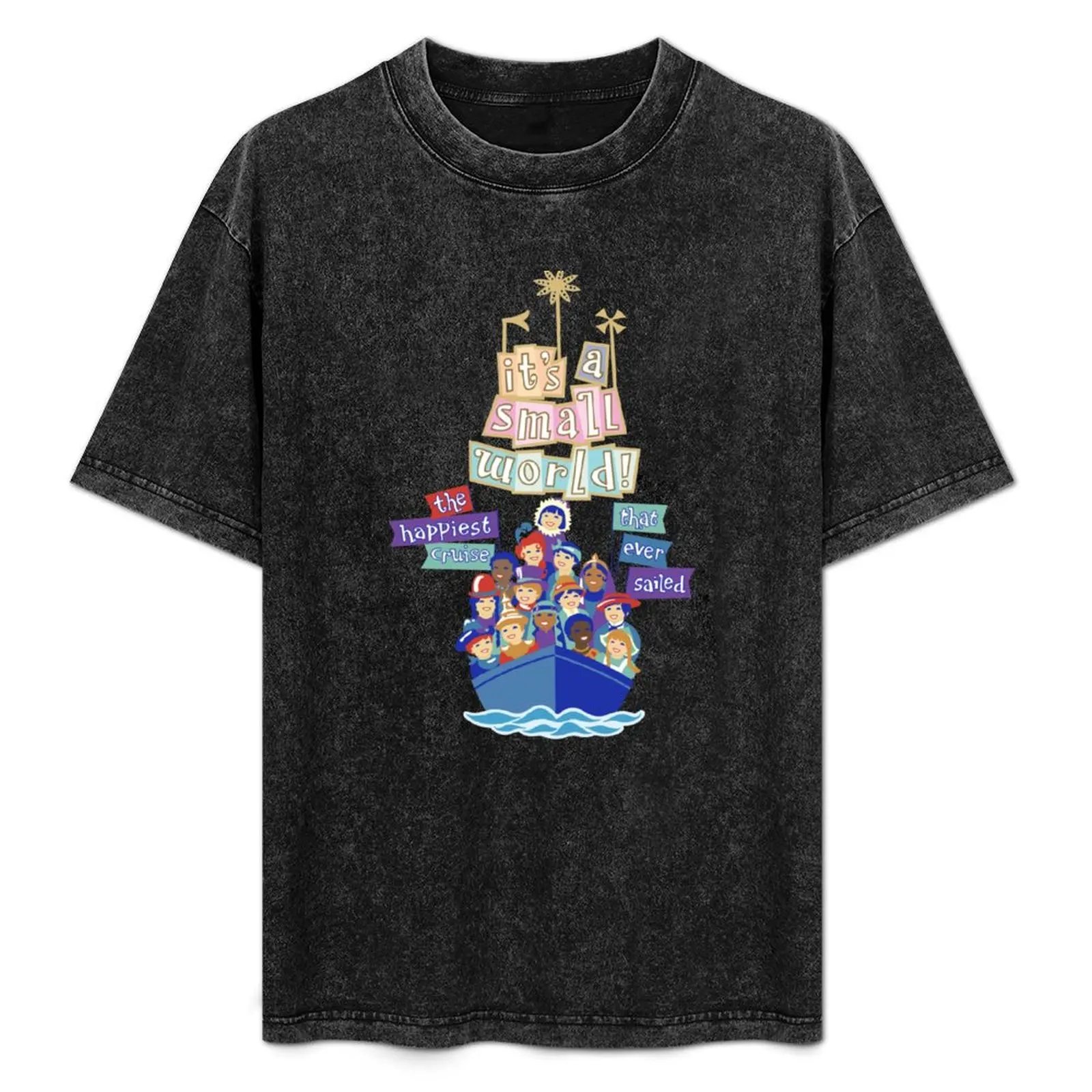 

It's A Small World T-Shirt Simple Solid Color Crew Neck Tee