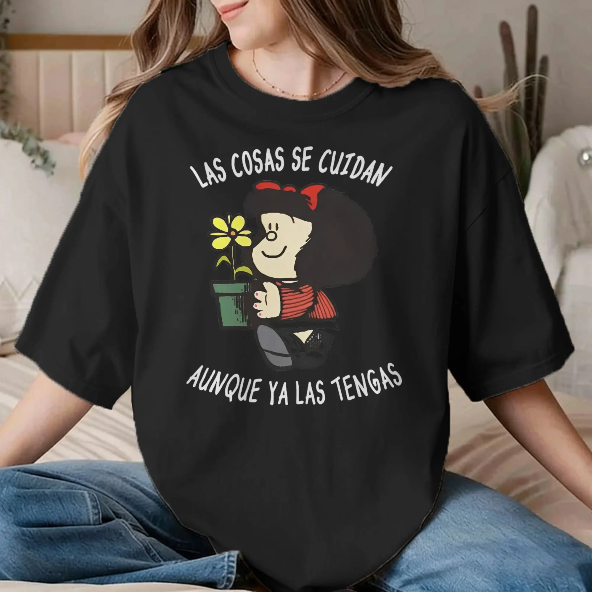 Camisetas Hipster Mafalda Mafie con dibujos animados para hombre y mujer, camiseta de algodón con cuello redondo, camisetas de manga corta de Anime Kawaii, ropa de verano