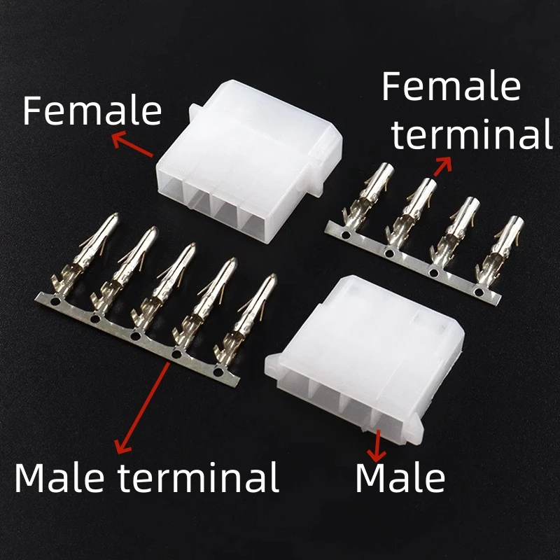 5.08mm Large Four Pin Power Socket Connector Male Female Plug Rubber Cold Pressed Terminal for Industrial Equipment