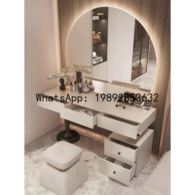 XLL Dressing Table Large Round Mirror Internet Celebrity Bedroom Small Apartment Modern Simple Makeup Table