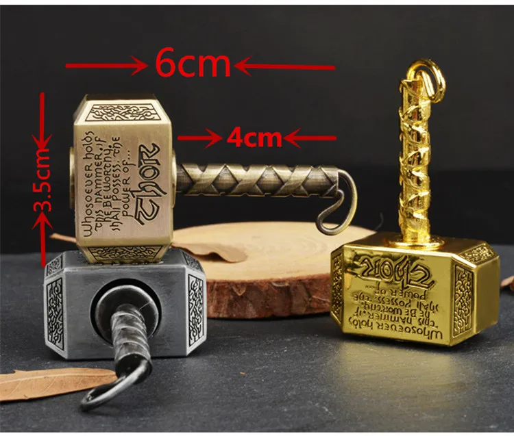 1pcs Thors Battle Hammer Fidget Hand Spinner Made By Metal, The Mighty Mjolnir Keychain Toy - Antique Brass