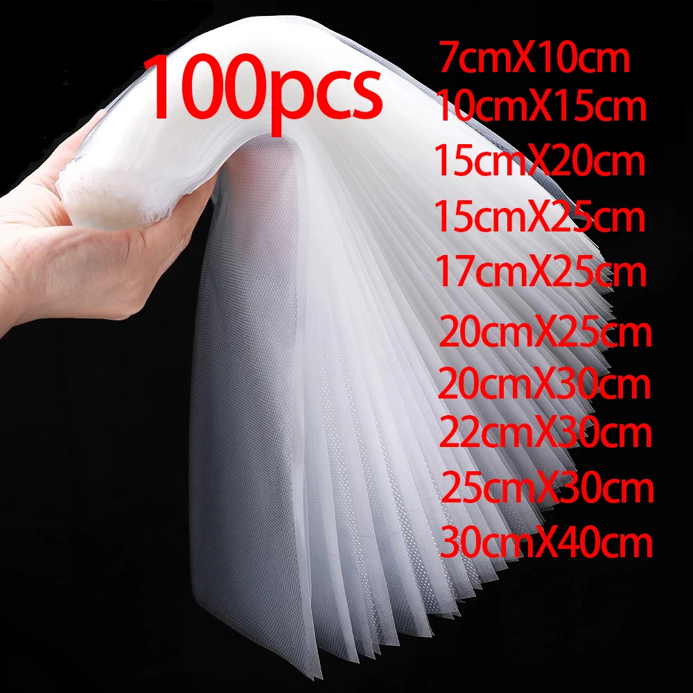 100pcs Vacuum Sealer Piece Bags NO CUTTING Portable Sealing For Food Sealer Machine Kitchen Tool Food Fresh Sous Vide Cooker 2 piece stainless steel 120x30mm 1 5w led kitchen exhaust light 12v dc range cooker hood light bulb 20w halogen bulb equivalent