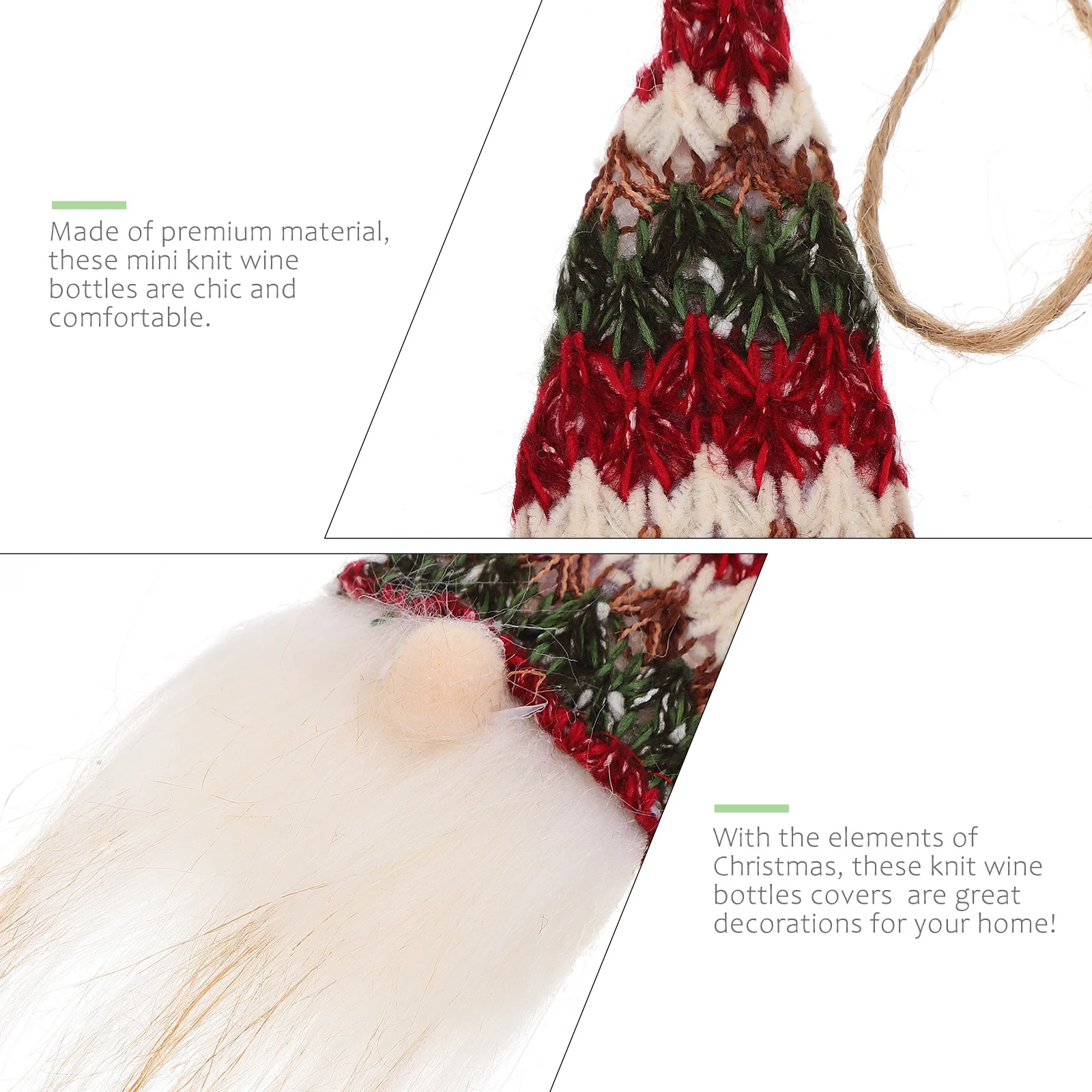 

5Pcs Christmas Wine Bottle Cover Faceless Old Man Knit Xmas Bottle Sleeve Holiday Decor for Party Gathering Xmas Supply