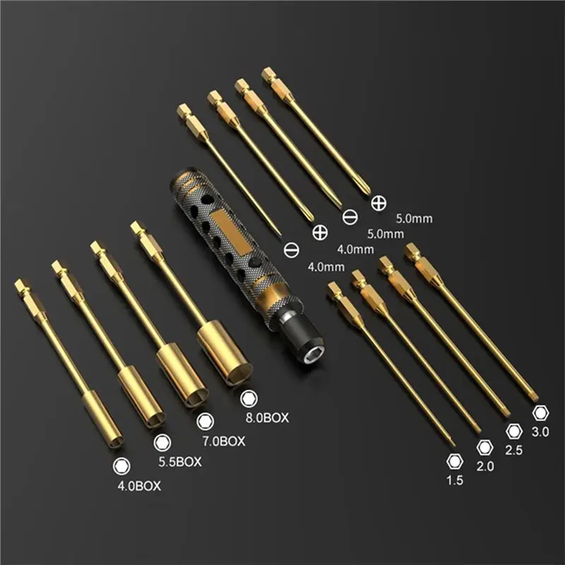 ABRU-For FPV Drone Repair Tool Set 13Pcs Includes Hex Screw Driver For Racing Drone Helicopter Car Boat RC Models