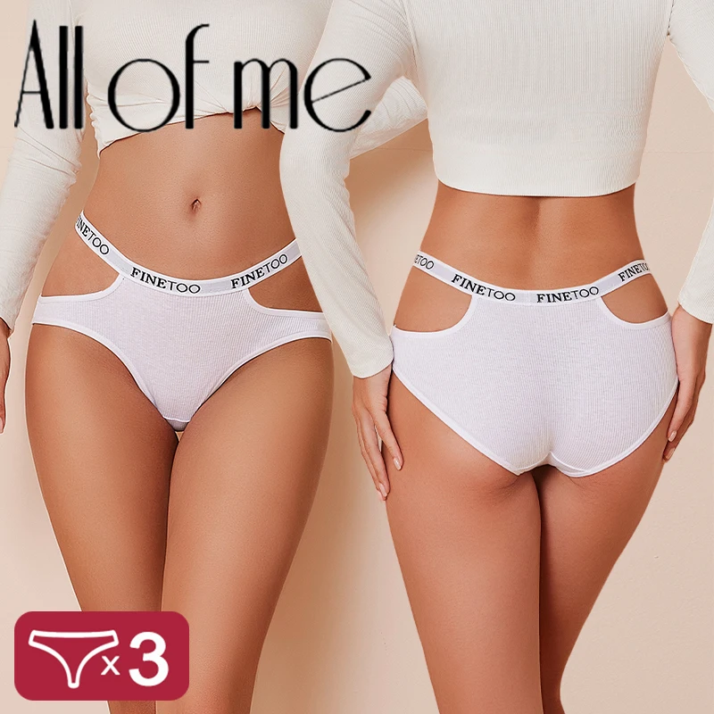 FINETOO 3PCS/Set Double Strap S-XL Women Cotton Panties Underwear Sexy Lingerie Underpant for Woman Female Intimates Girl Pantys