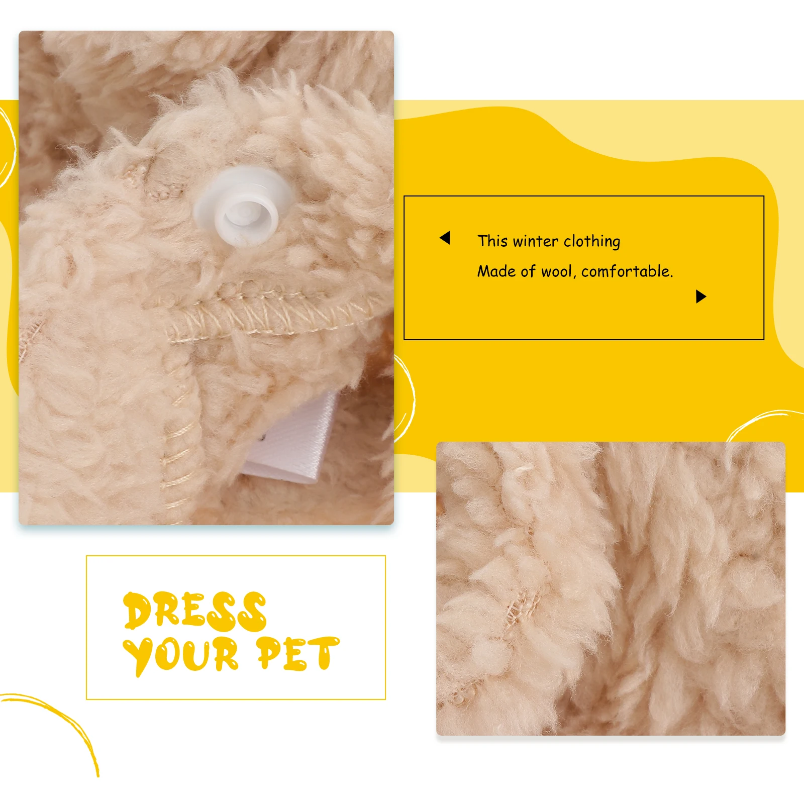 

Cute Bear Ears Dog Clothes Autumn Winter Pet Hooded Coat Thickened Fleece Buckle Closure No-Sleeve Warm Outdoor Christmas Photo