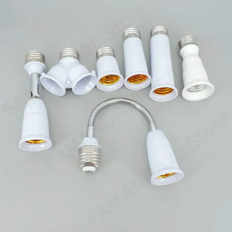 65mm 95mm 14cm Flexible AC E27 To 2 E27 bulb Base power Socket plug Converter LED Light Lamp Extender Holder E27-E27 Adapter m