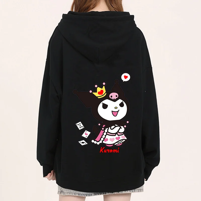 

Kawaii Kuromi casual cute print unisex hoodie spring and autumn Sanrio cartoon casual sports street print hoodie