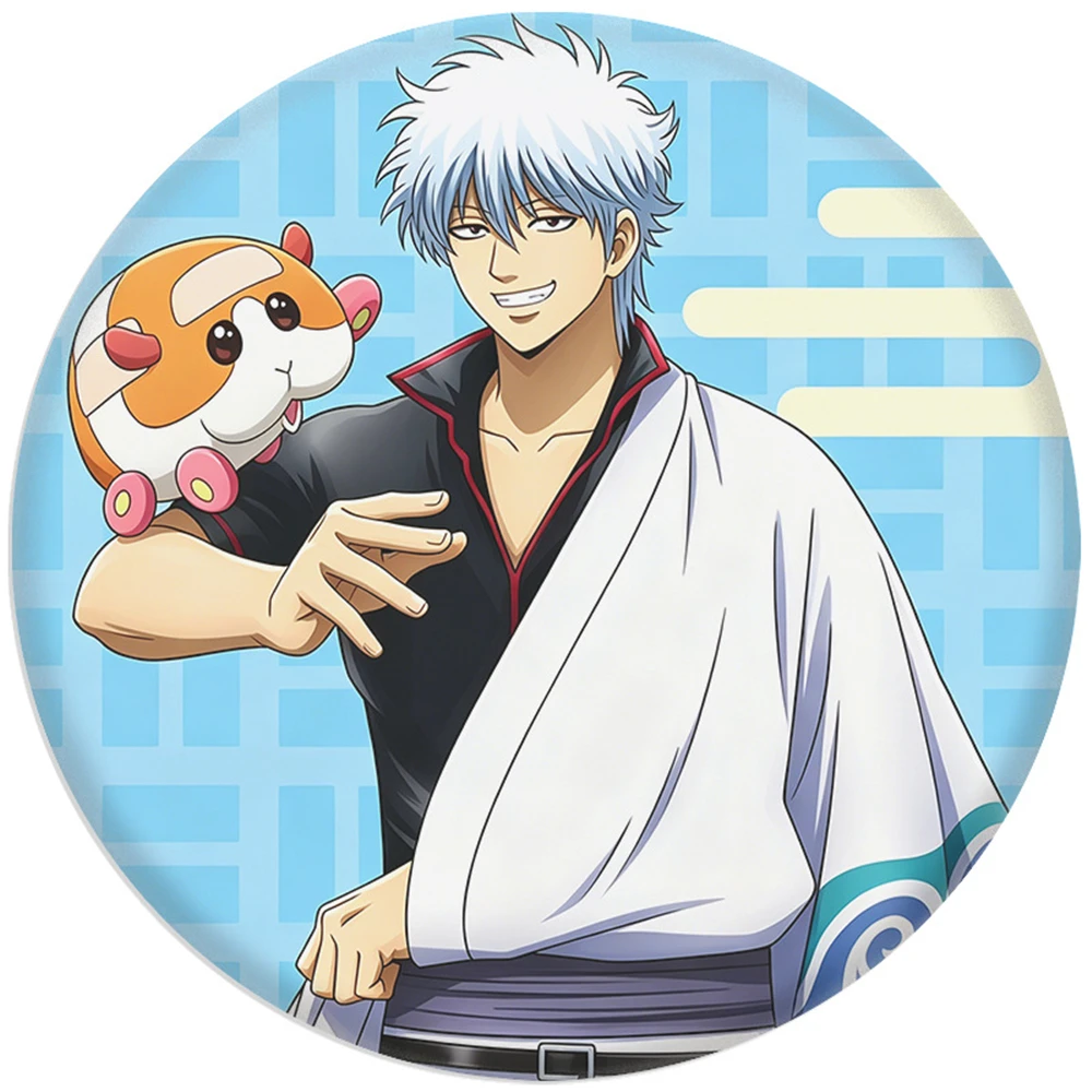 58mm Anime Gintama PUI PUI Molcar Cosplay COSTUME Badge Pin SPTE Tinplate Brooch﻿ Prop
