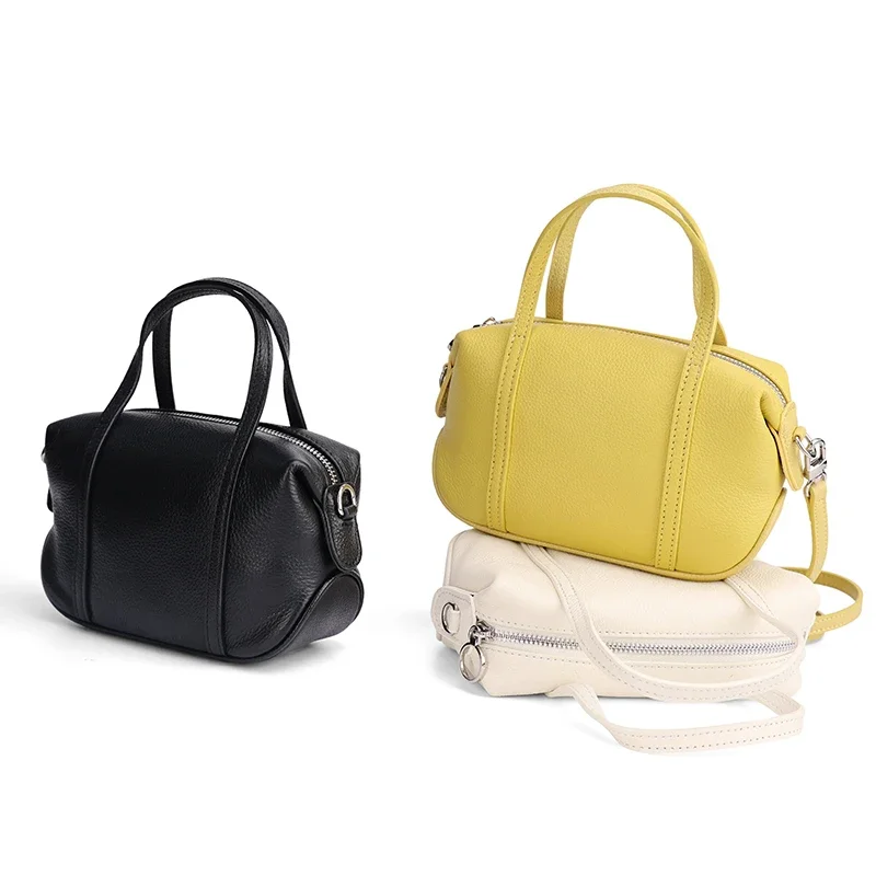 Women Mini Genuine Leather Crossbody bags Small Cowhide Leather Messenger & Top Handle Drawstring Luxury Designer Shoulder Bag