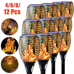 12LED 33LED Solar Flame Torch Lights Flickering LED Light Waterproof Garden Decoration Outdoor Lawn Path Yard Patio Floor Lamps