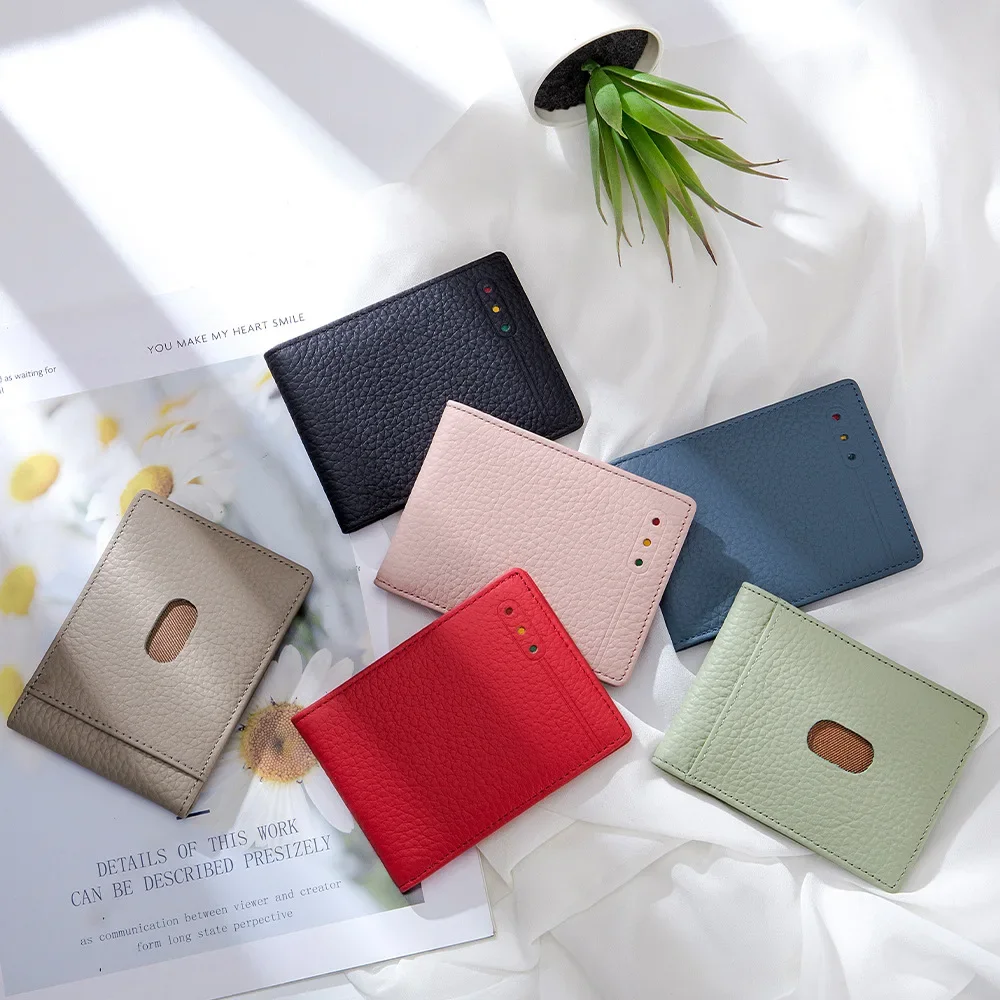 Classic Genuine Leather ID Card Holder Solid Color Bank Credit Card Box Multi Slot Card Case Luxury Cowhide Slim Card Purse