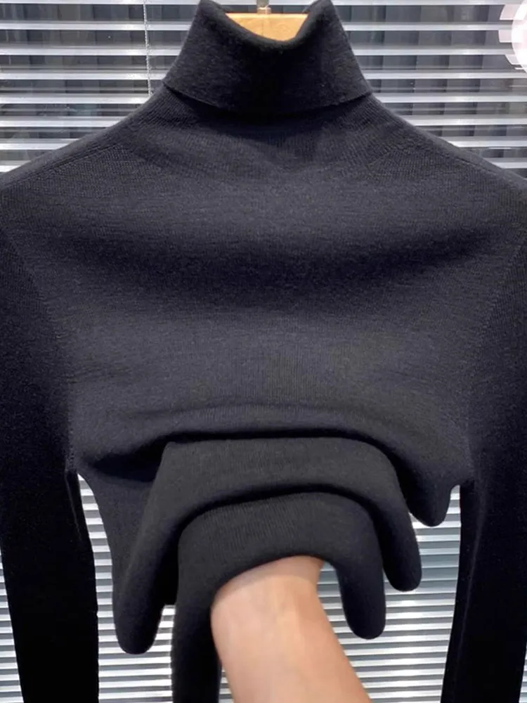 

Soft Cozy Pure Color High Collar Long Sve Knitted Sweater Faionable Youthful Base Layer irt Sli Inner Wear Unique