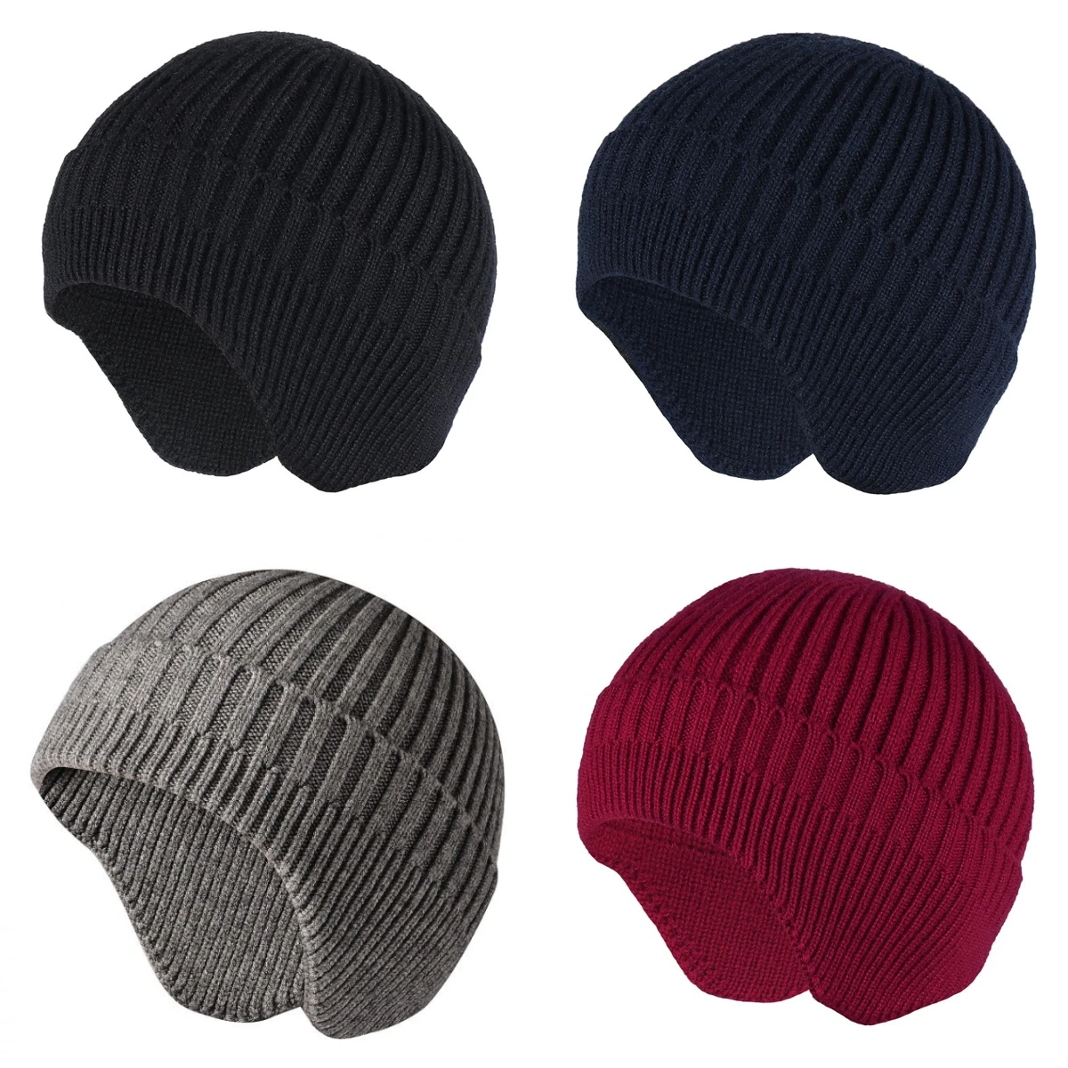 

Solid Color Brimless Cap Outdoor Warmth Cycling Windproof Ear Protection Hoodies Stretch Skiing Soft Skin Friendly Knitted Hat