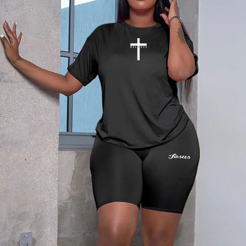 Summer Two Piece Set Casual Woman Clothing for Women T-Shirts O-Neck Shorts Daily Short Sleeve Tracksuit Hot Sales Matching Sets