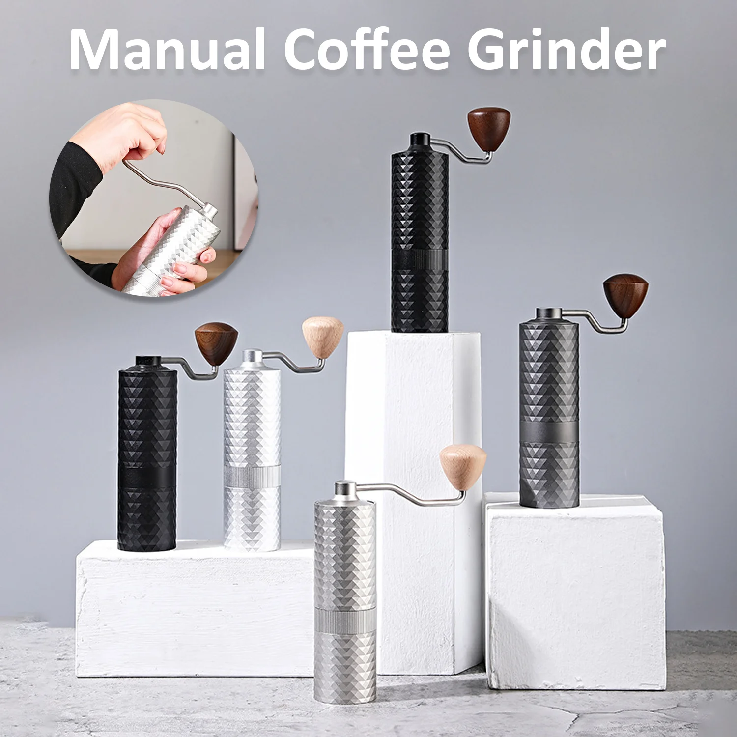 New Manual Coffee Grinder Professional Espresso Bean Coffee Grinder Diamond Adjustable Coffee Mill Maker for Home Bean Grinding