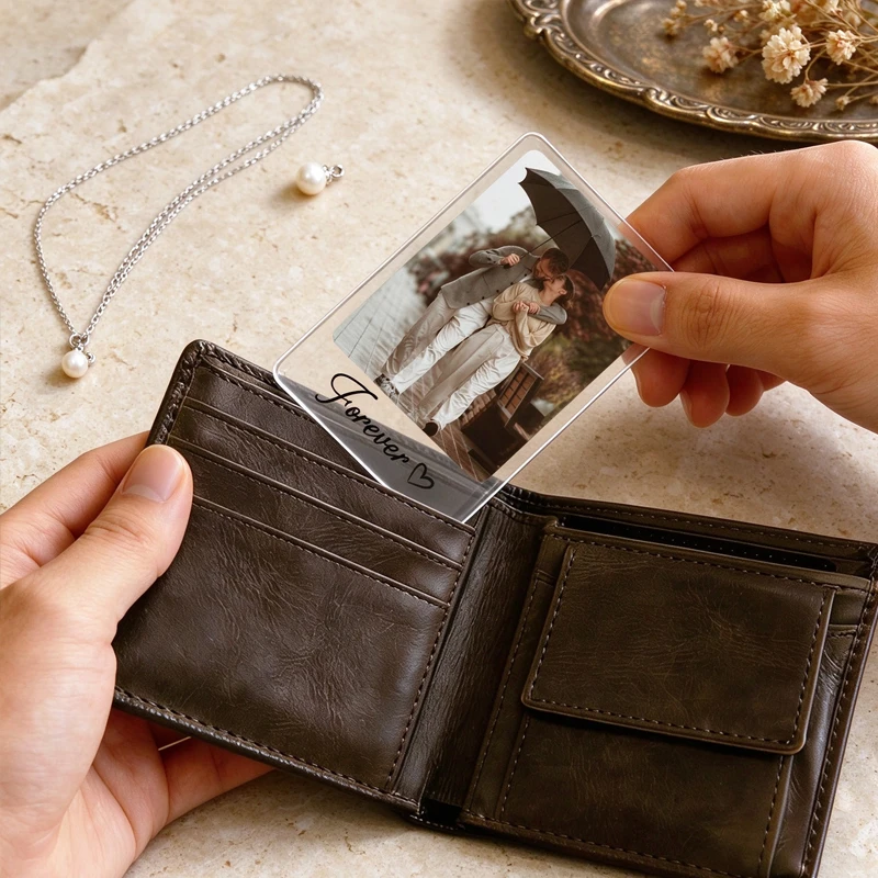 Custom Acrylic Wallet Photo Card Custom Your Photo & Text Pocket Picture Card Credit Card Romantic Couple Family Memorial Gifts