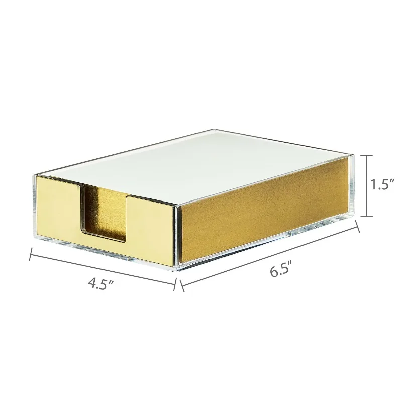 Acrylic Notepad Set, 6.3 in x 4.4 in x 1.5 in, 300 Sheets, Clear&Gold&White