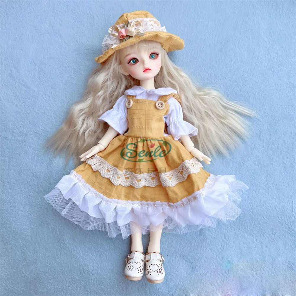 1/6 Bjd DOLL Clothes 30cm Toys Accessories New Style Wear Plaid Skirt Fashion Dress Up With Headwear For Girl Princess Dress