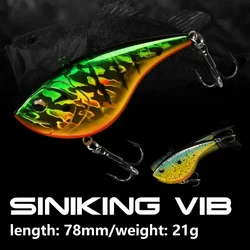 21g/78mm VIB Fishing Lure Artificial Hard Baits 80S Noise VIB Lure With Treble Hooks Long Throw For Bass