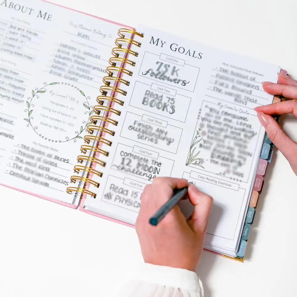 1 قطعة عشاق القراءة المنزلية تعلم المعرفة القراءة سجل خطة دراسة خطة كتاب متعة الإضافات التفاعلية كتاب خطة الدراسة