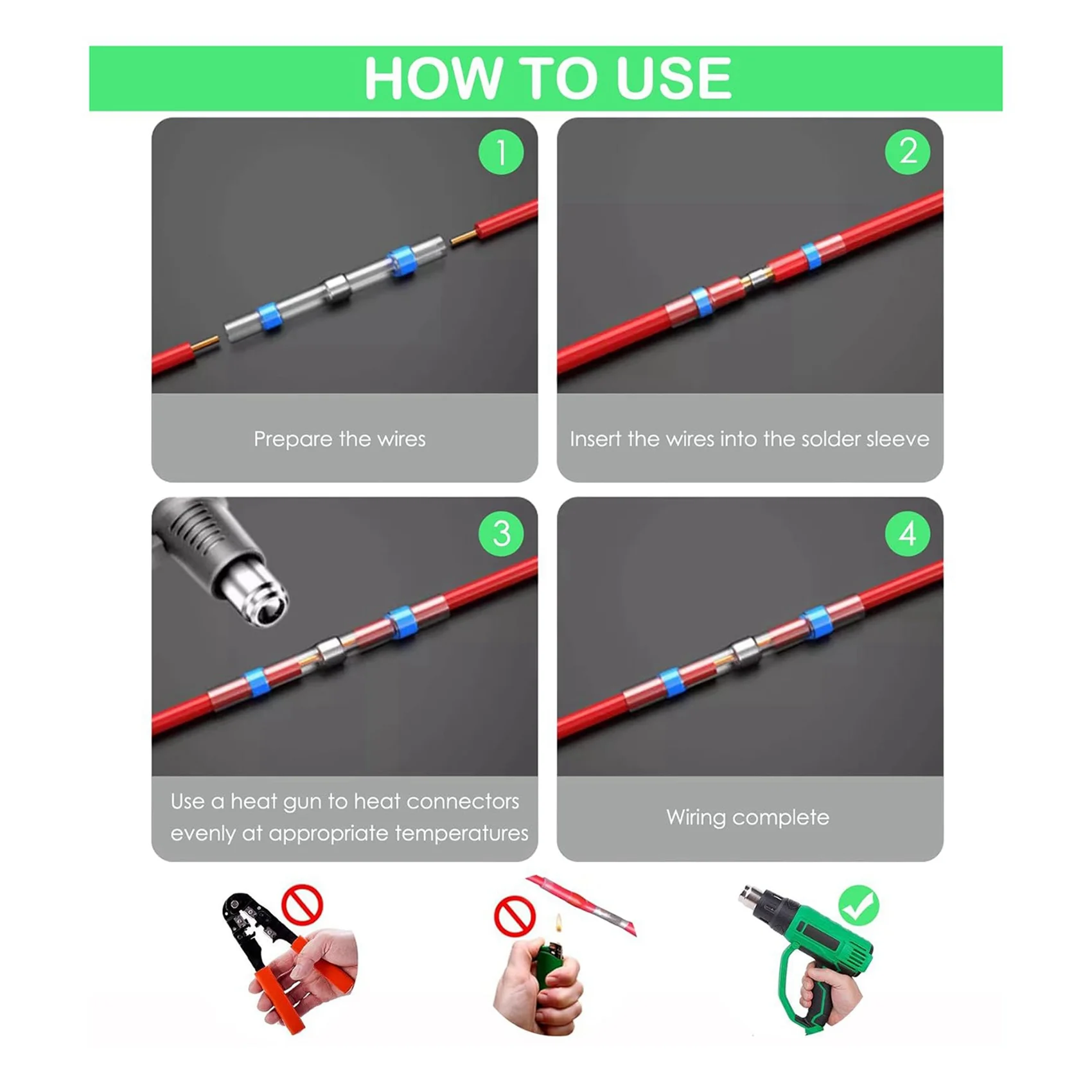 L68A 800Pcs Solder Connectors With Heat Shrink Waterproof Electrical Docking Joints For Sealing Wire Connections Terminal