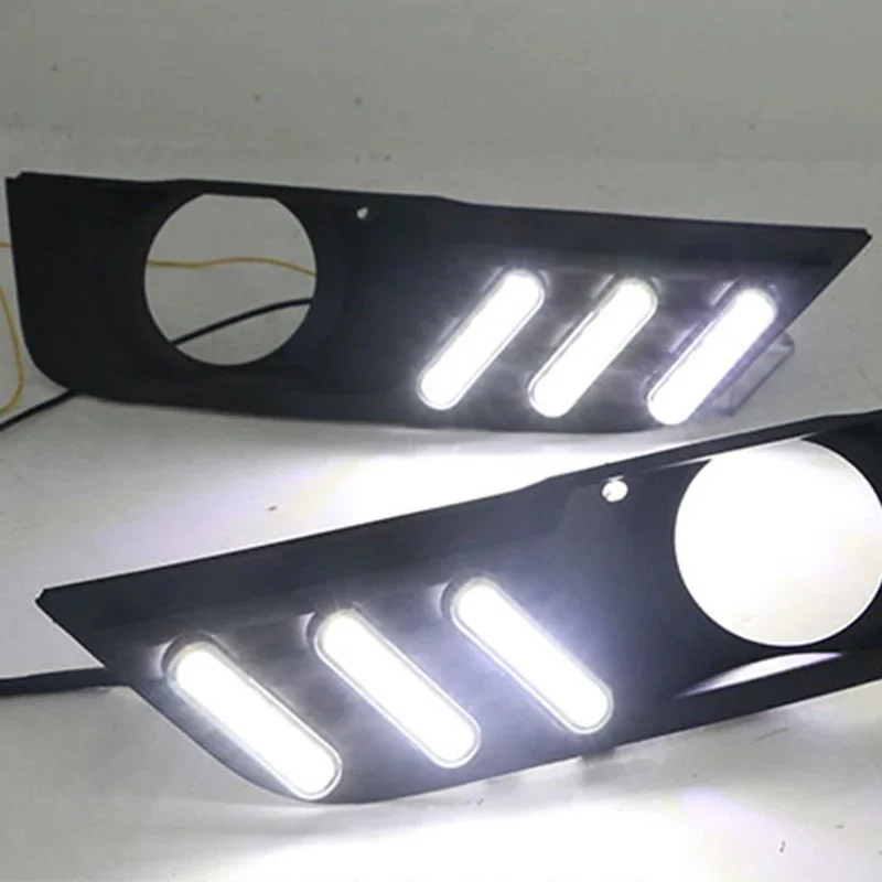 2 uds luces LED de circulación diurna para Ford Focus 2005 2006 función de atenuación automática DRL luz antiniebla cubierta de lámpara antiniebla