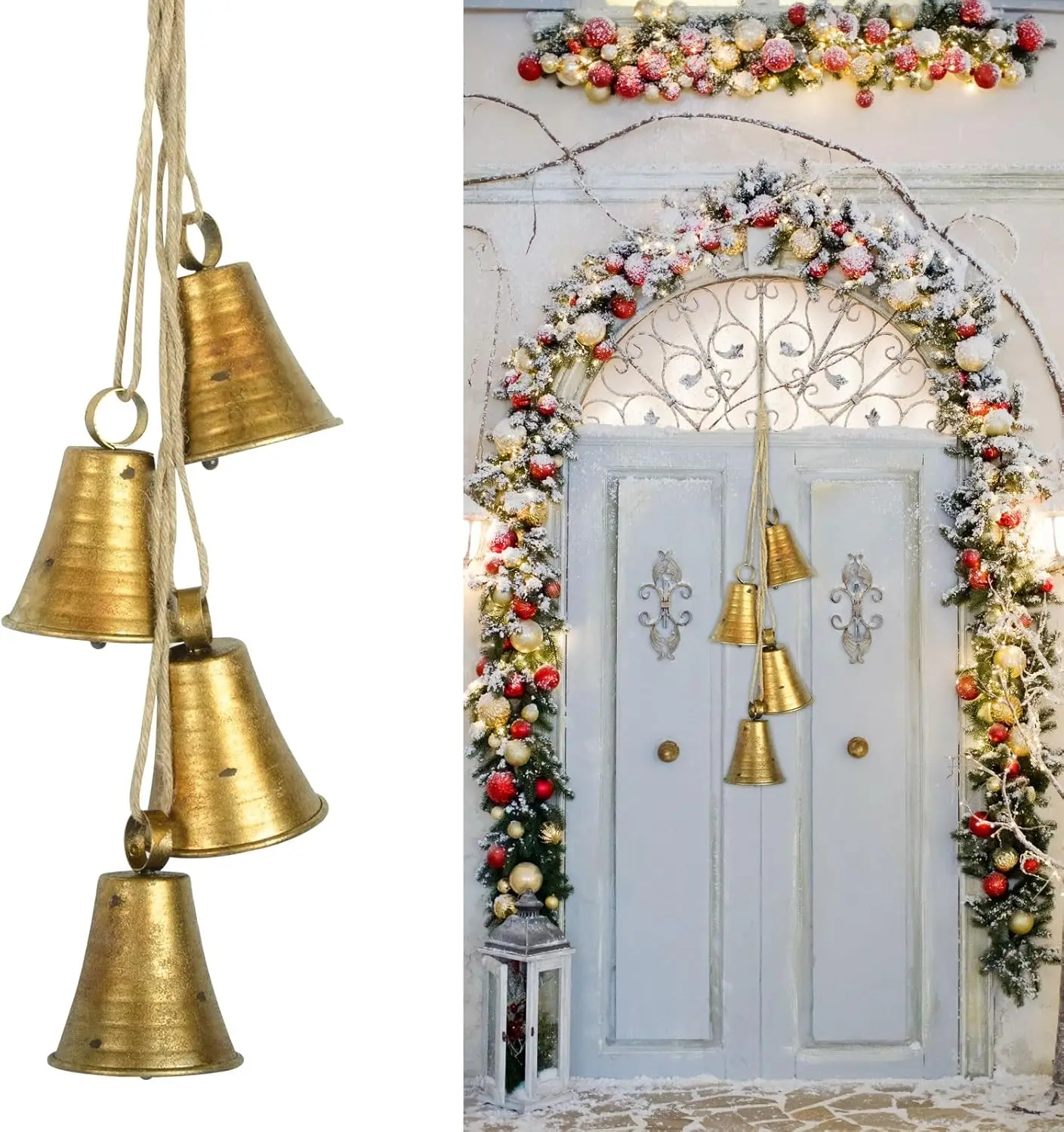 Gold Cow Bell Ornaments for Christmas Tree & Doors - Indoor Decorations for Women