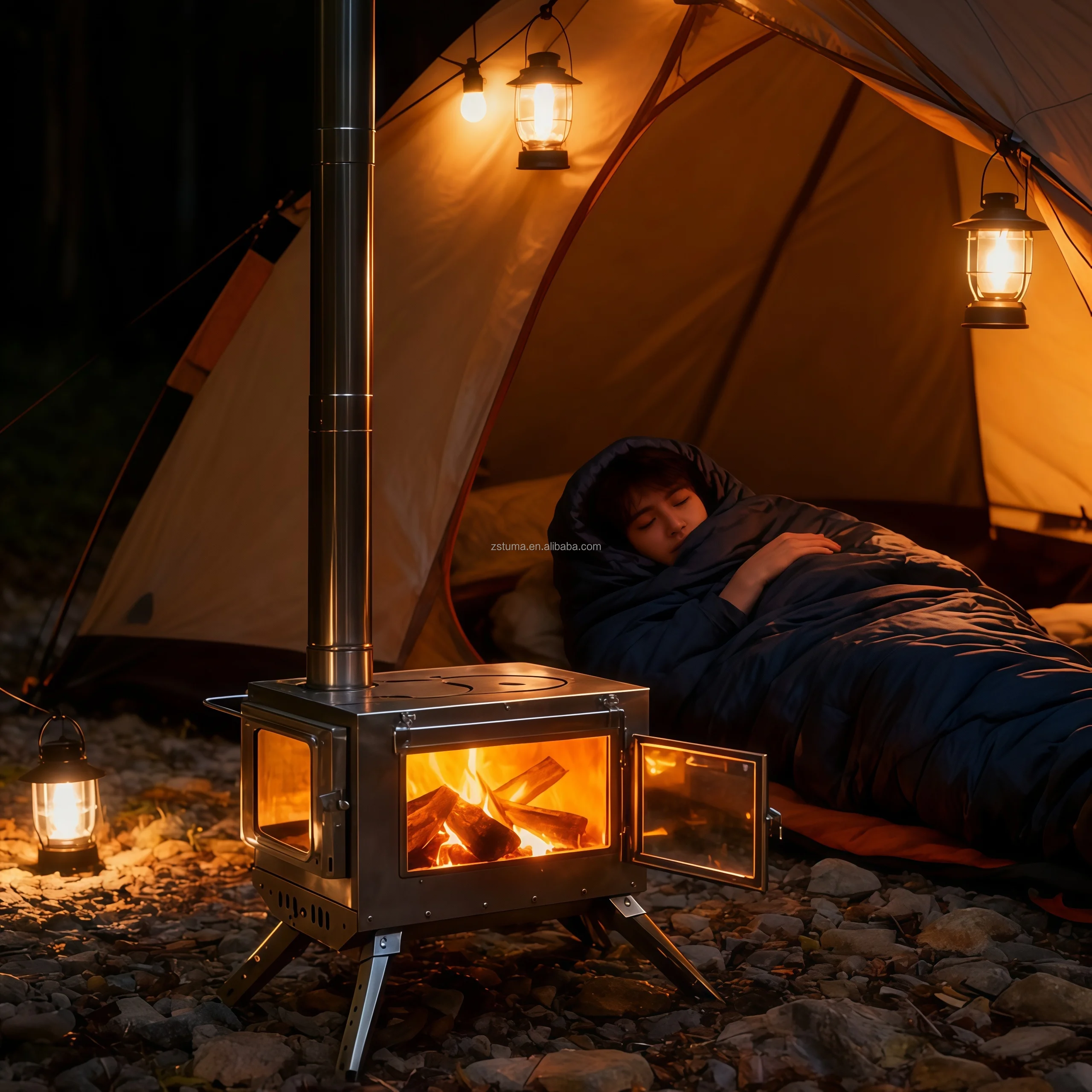 

Складная дровяная печь для палатки с дымоходом для зимней рыбалки, портативная печь для кемпинга