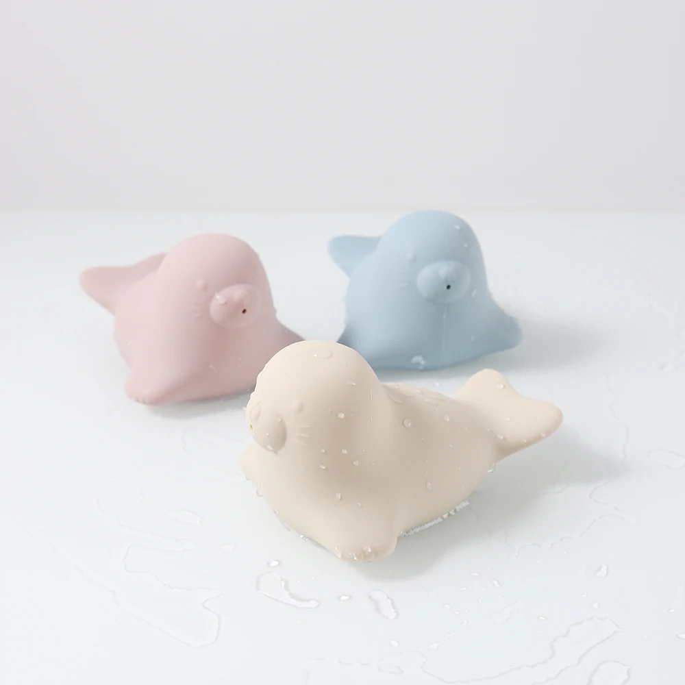 ซิลิโคนเกรดอาหารซีลของเล่นอาบน้ํา-Chewable Teether น้ําเล่นของเล่นสําหรับทารก,BPA ฟรี Float Squeeze สเปรย์สัตว์ Bath ของเล่น
