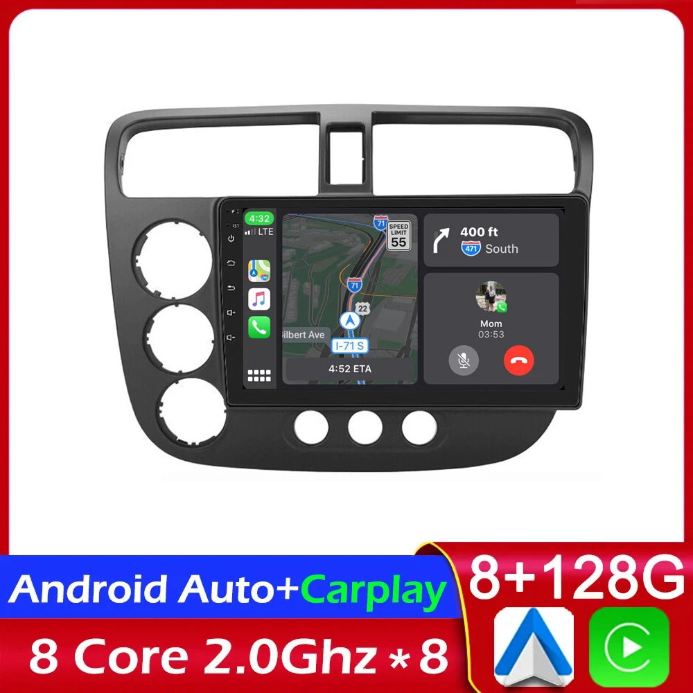 

Автомагнитола на Android 13 для Honda Civic 2000 -2004 2005 2006, автомобильное радио DSP, Wi-Fi, Авторадио, видеоплеер, беспроводной Автомобильный плеер для Carplay