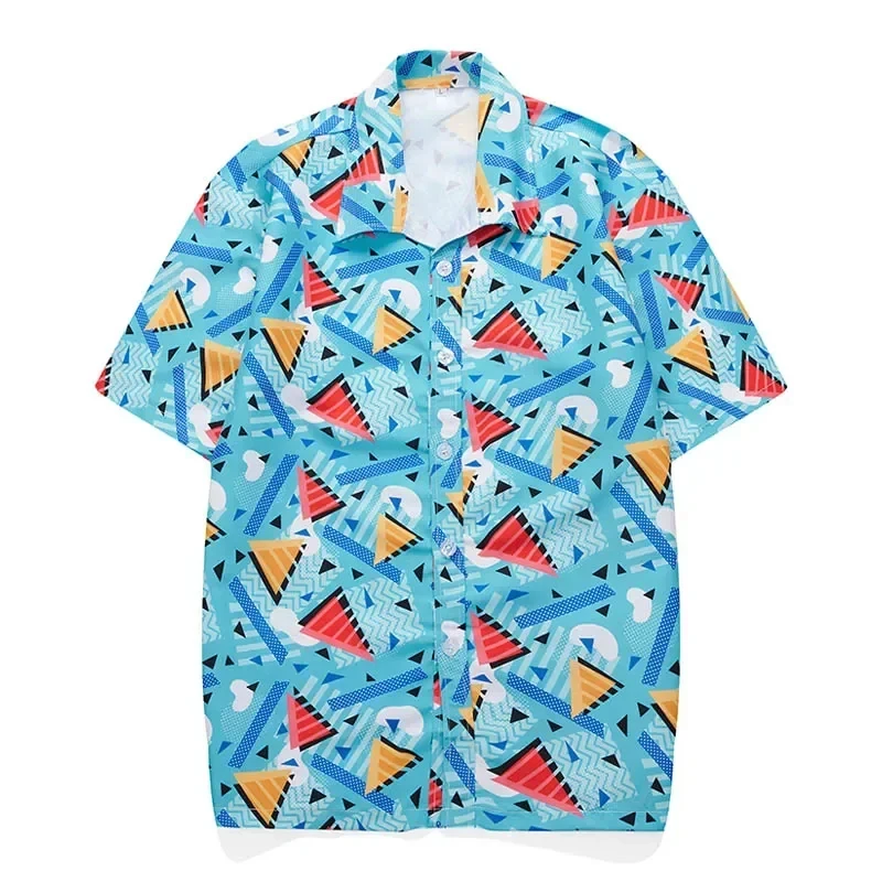 2025 Fashion Men's Hawaiian Shirt Male Casual Colorful Printed Beach Aloha Shirts Short Sleeve Plus Size Camisa Hawaiana Hombre