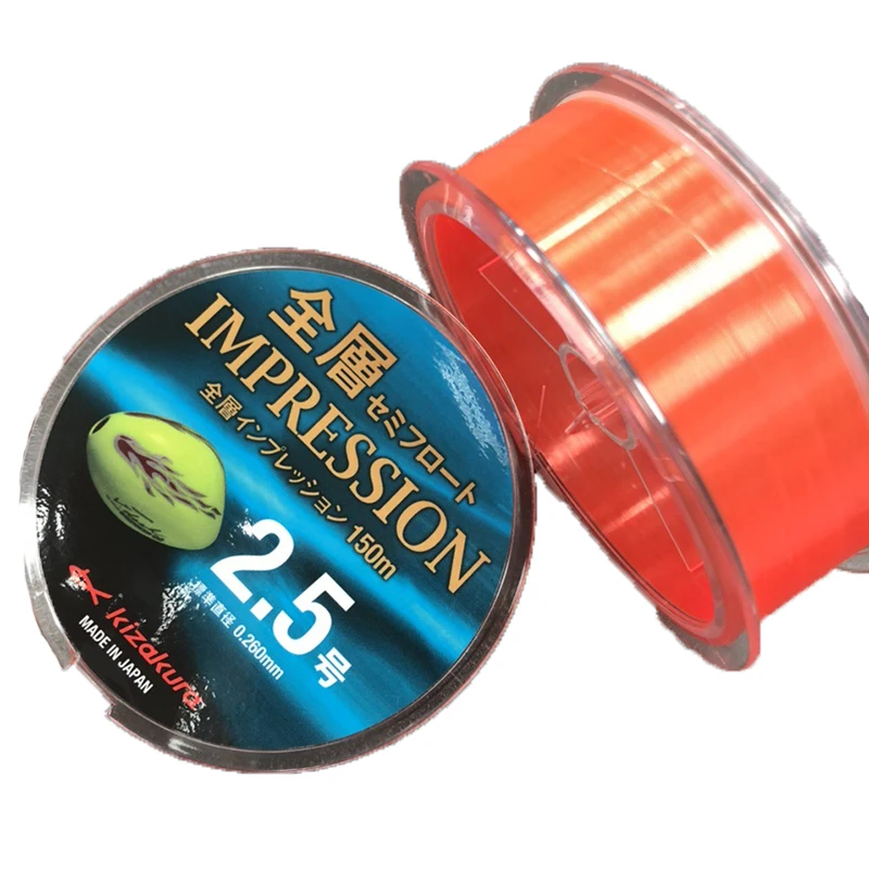 

Japan KIZAKURA Full Layer Semi-Floating Isologue Nylon Main Line 150m IMPRESSION Orange Wear-Resistant Strong Pull Fishing Line