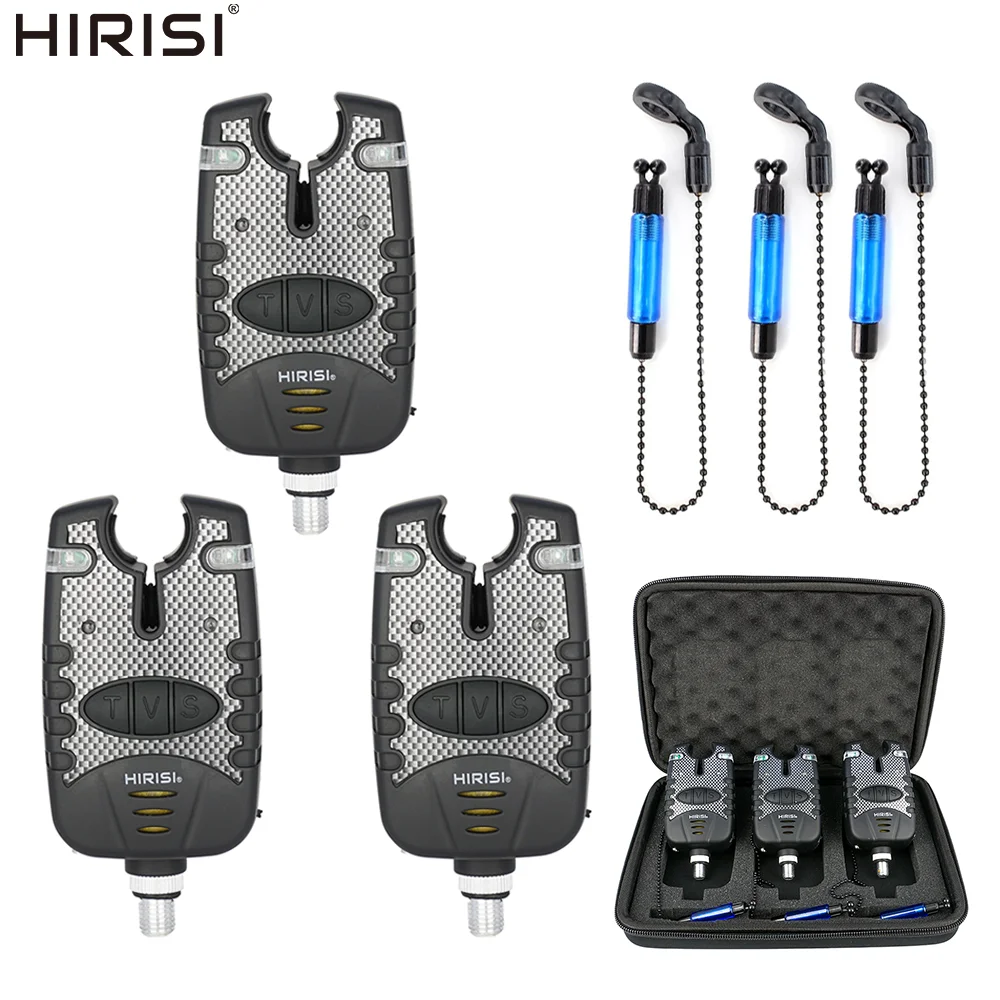 

Набор рыболовных сигнализаторов Hirisi B1113B, 3 шт., светодиодные индикаторы поклевки, 3 цвета, регулируемая чувствительность/громкость/тон, рыболовный аксессуар