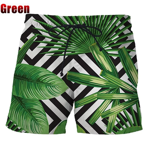 Summer Hawaiian Beach Shorts Quick Drying 3d Printed Palm Motif Swim Trunks Shorts Board Shorts Men Funny Beach Shorts