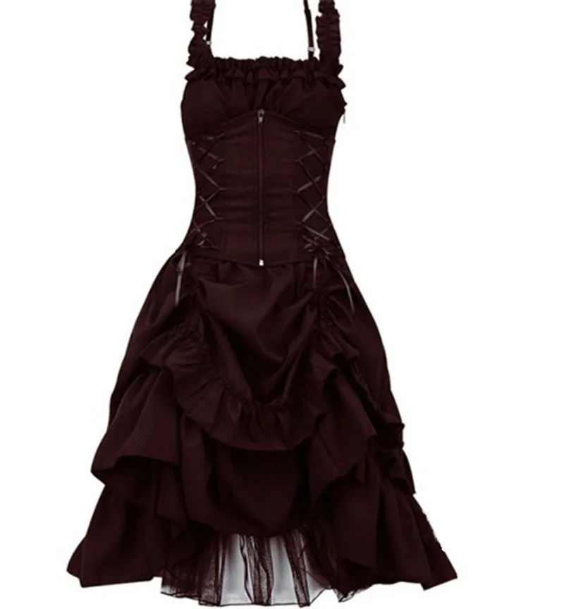 Middle Ages Lolita costume Gothic ball dress dress slim irregular strap waist lace dress