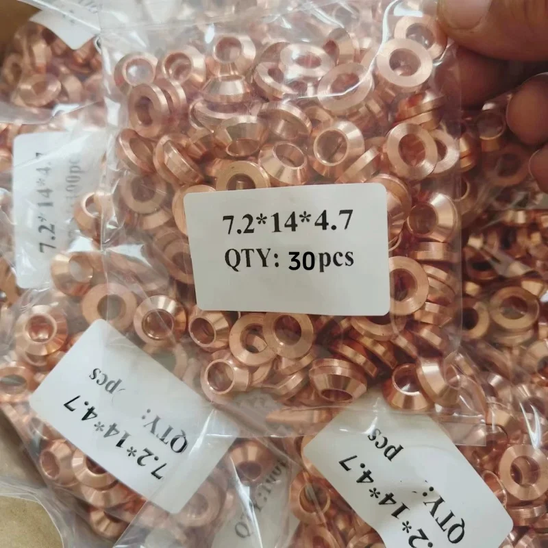Diesel Common Rail Injector Nozzle Conical Copper Washer Gaksets for Isuzu Excavator Digging Machine