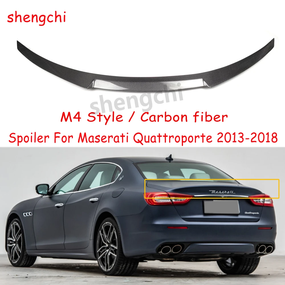 for Maserati Quattroporte M4 Style Carbon Fiber Rear Spoiler Sedan 2013-2018 Rear Trunk Wing