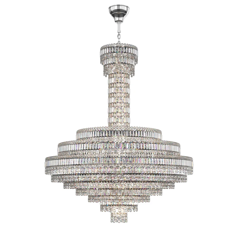 

Atmospheric living room Crystal chandelier Restaurant French villa Duplex building Empty simple light luxury hall lamps