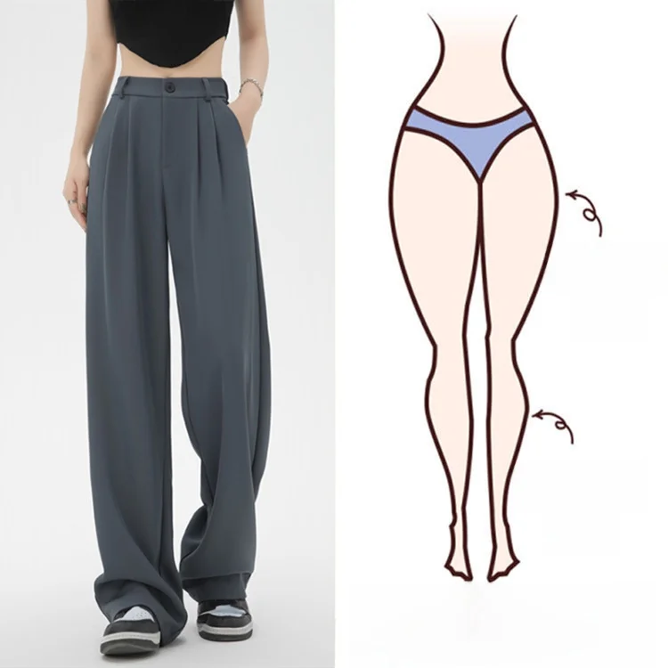 

Шелковые брюки Bla Silk: Новые летние женские широкие брюки с высокой талией, прямые, свободные, в пол, в корейском стиле