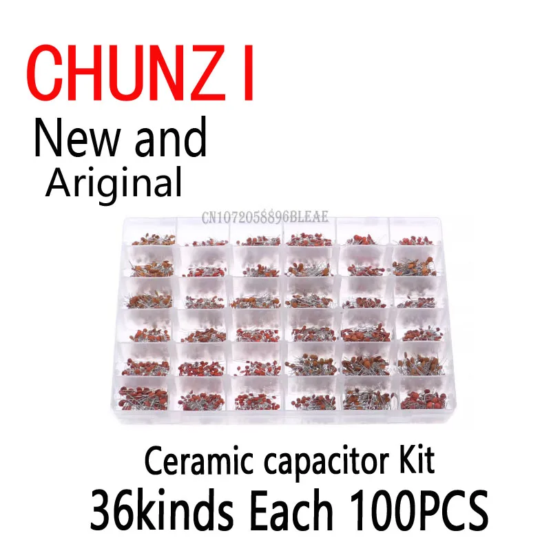 3600 قطعة 1Pf-100Nf مكثف السيراميك مجموعة متنوعة المكثفات مجموعة 10PF 22PF 33PF 47PF 100PF 330PF 470PF 1NF 10NF 47NF 50V