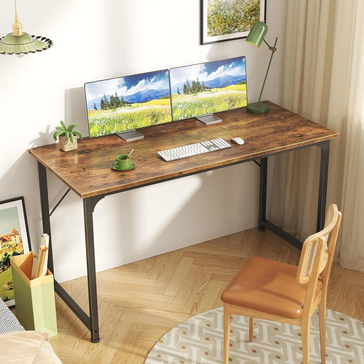 Computer Desk, 48 Inch Office Desk, Gaming Desk with Storage, Writing Desk Work Desk for Home Office, Study, Modern Simple Desk,