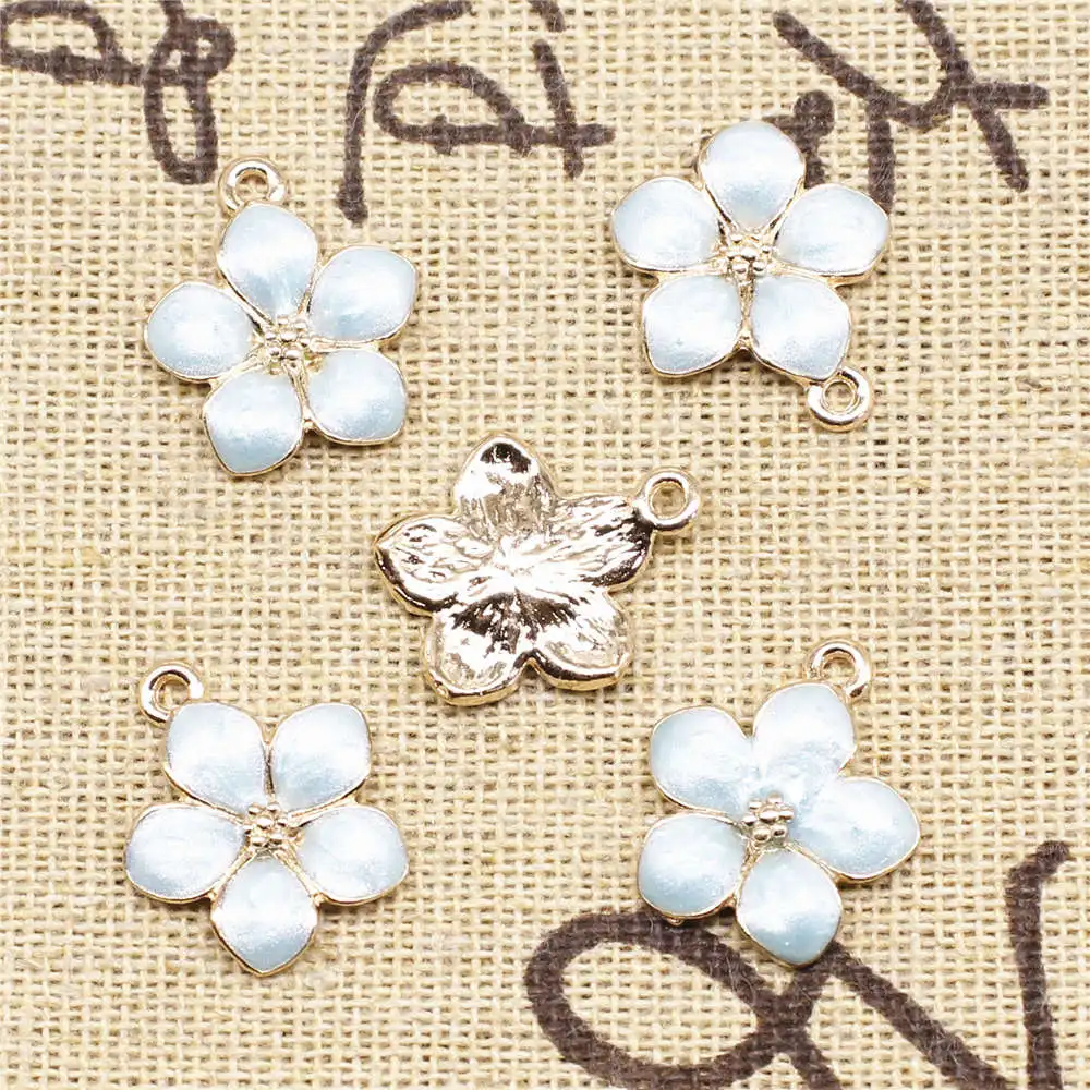 45pcs Wholesale Jewelry Lots Flower Charms Pendant Supplies For Jewelry Materials 15x17mm