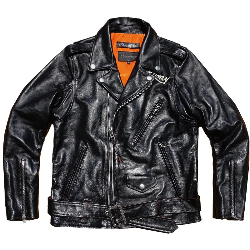 

Men's Motorcycle Leather Jacket Horsehide Slim Fit Classic Racer Style