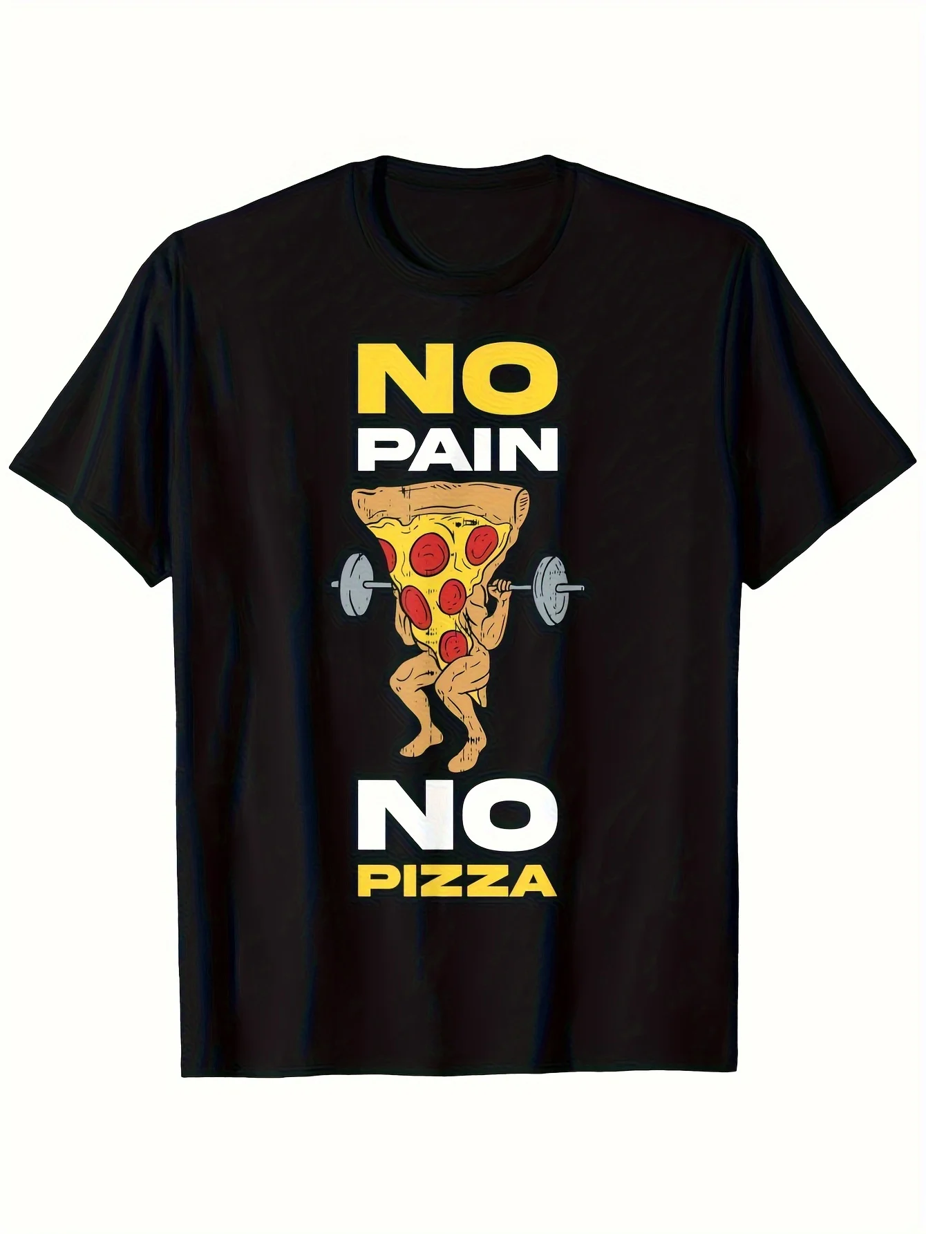 T-Shirt, Holiday Gift, In-Store, Highly Praised, for Men, Dad, Family, Mom, Friends, Round Neck Black, Pizza Graphic T-Shirt
