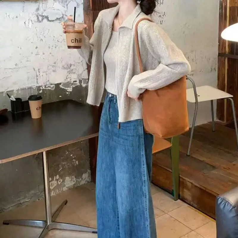 เสื้อสเวตเตอร์ เสื้อแจ็คเก็ต เสื้อกล้าม เสื้อกั๊ก ชุดเซ็ตสองชิ้น เสื้อคลุมถัก เสื้อไหมพรม เสื้อคลุมแขนยาว เสื้อโค้ท สีพื้น ฤดูใบไม้ร่วง ฤดูหนาว เสื้อถักพื้นฐาน