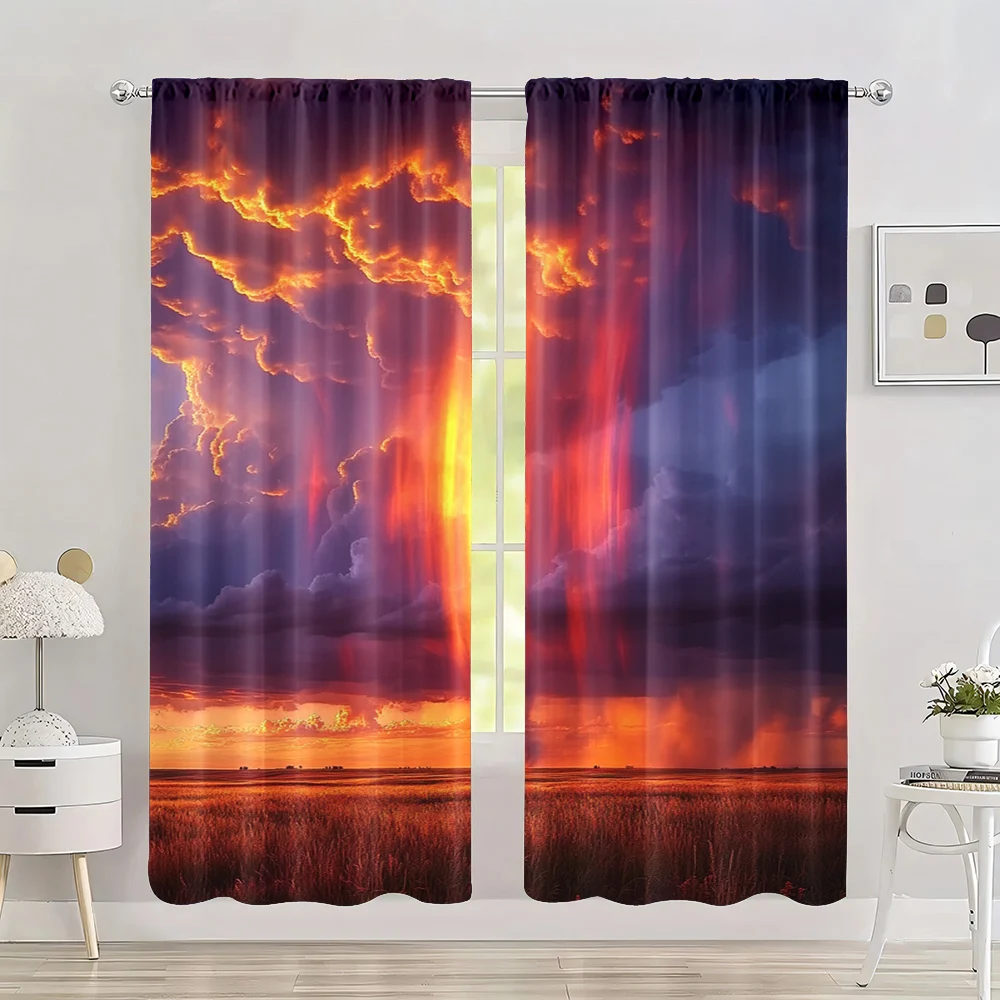 

2pc, Window Curtains (20.67x45.67in,29.53x65.35in,29.53x102.36in,41.34x90.55in,51.18x82.68in) Modern Sunset Clouds Durable