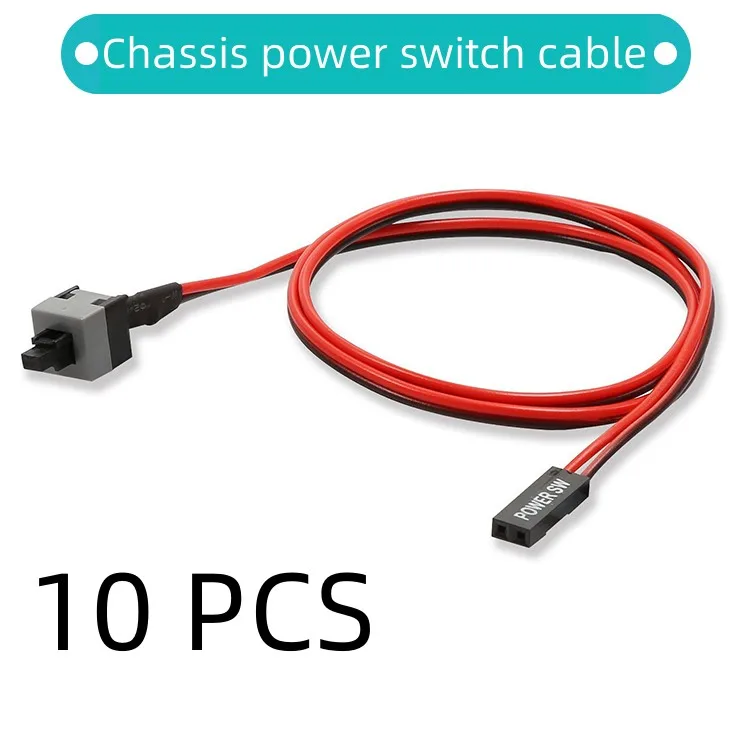 Cable de interruptor de botón de encendido de 10 piezas y 50CM de largo para PC, reinicio de energía de ordenador, reinicio automático, botón pulsador SW